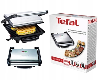 Elektrický záhradný gril - Tefal GC712D12 skladací elektrický gril strieborno/šedá 2000 W